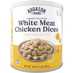 imageAugason Farms Cooked Freeze Dried White Meat Chicken Dices Can Emergency Food Supply Everyday Meals 15 Servings
