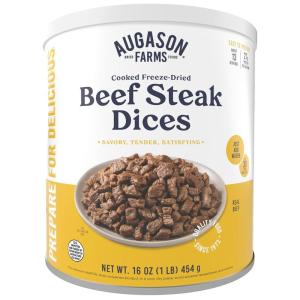 imageAugason Farms Freeze Dried Precooked Beef Steak Dices Can Emergency Food Supply Everyday Meals 13 ServingsDried Beef Chunks